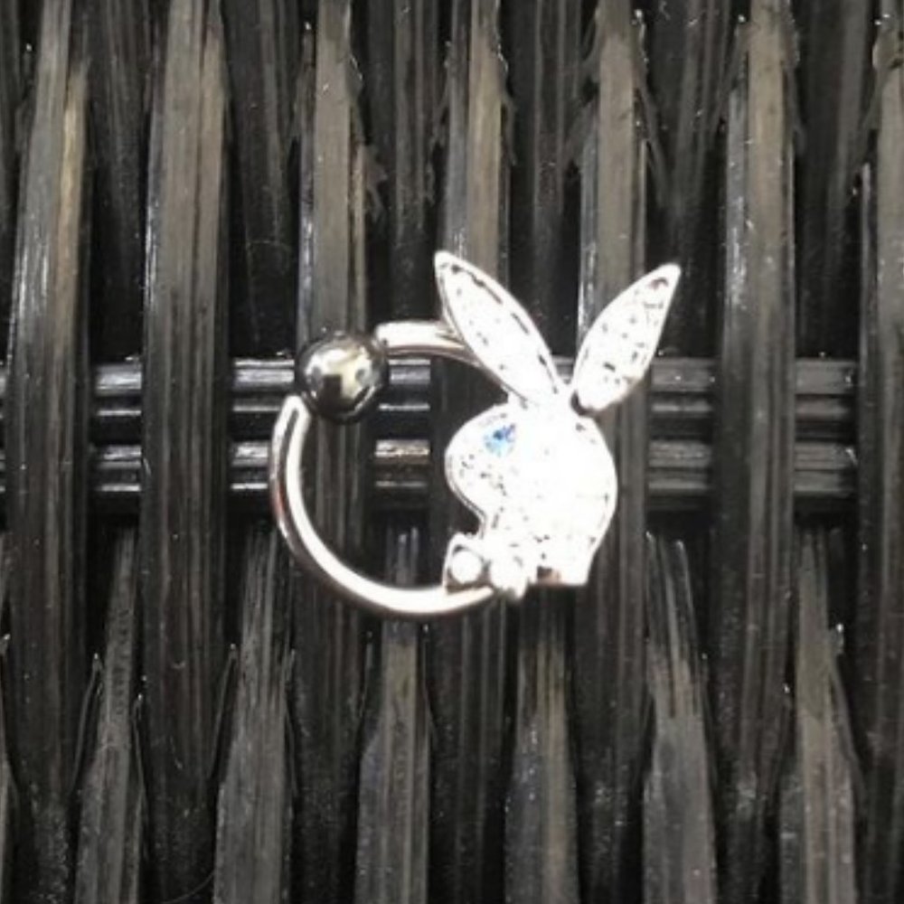 playboy crystal belly button navel ring jewelry